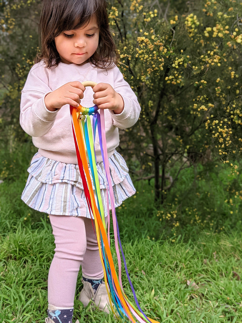 Wooden Dancing Ring with Rainbow Ribbon and A Bell 3yrs+