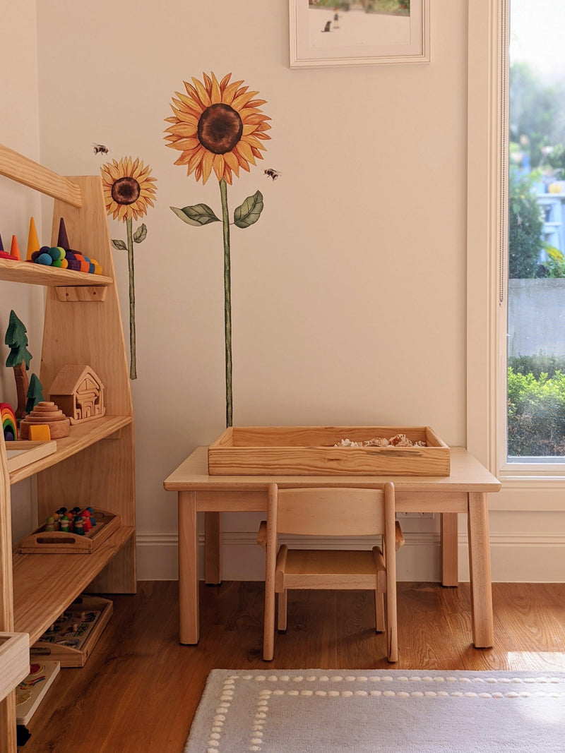 Montessori Furniture My First TABLE SET Armchair Beechwood - Table 80(L) x 60(W) (for 10 - 30 months old) x 40(H)cm, Chair 22cm(H) - My Playroom 