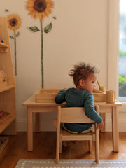 Montessori Furniture My First TABLE SET Armchair Beechwood - Table 80(L) x 60(W) (for 10 - 30 months old) x 40(H)cm, Chair 22cm(H) - My Playroom 