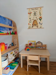 Montessori Furniture My First TABLE SET Armchair Beechwood - Table 80(L) x 60(W) (for 10 - 30 months old) x 40(H)cm, Chair 22cm(H) - My Playroom 