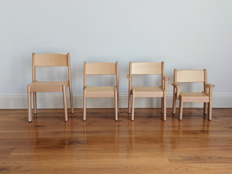 Early Years Stackable Beechwood Kids CHAIR 5 Heights Available 21cm to 38cm Kids Furniture Best Seller