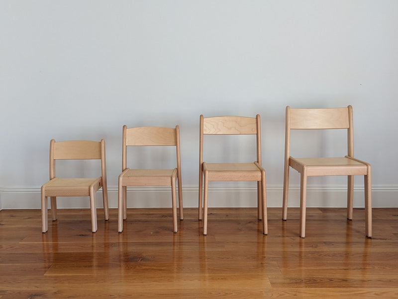 Early Years Stackable Beechwood Kids CHAIR 5 Heights Available 21cm to 38cm Kids Furniture Best Seller