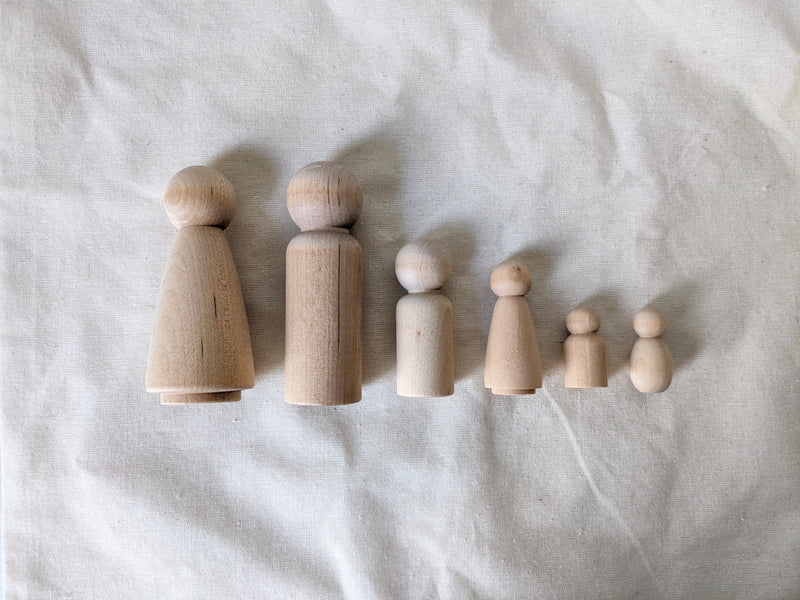 Wooden Peg Dolls Family 6 Pieces Wooden Toys 3yrs+
