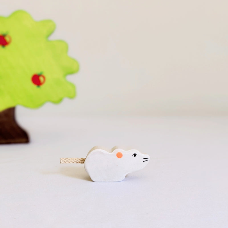 Holztiger Mouse White Wooden Animals Farm Animal Toys 3yrs+