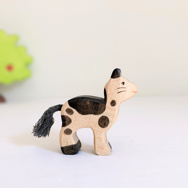 Holztiger Cat Small Black & White Wooden Animals Farm Animal Toys 3yrs+