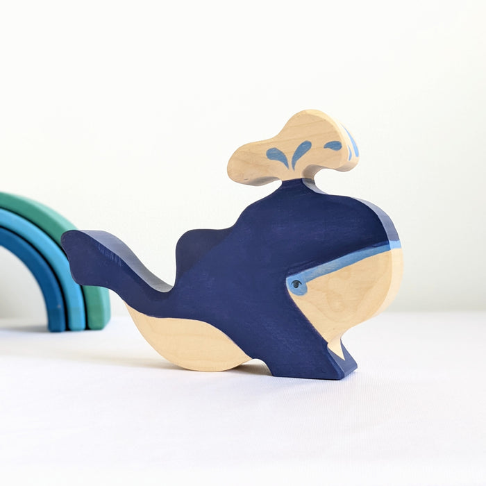 Holztiger Blue Whale with Water Fountain Wooden Sea Life Animal