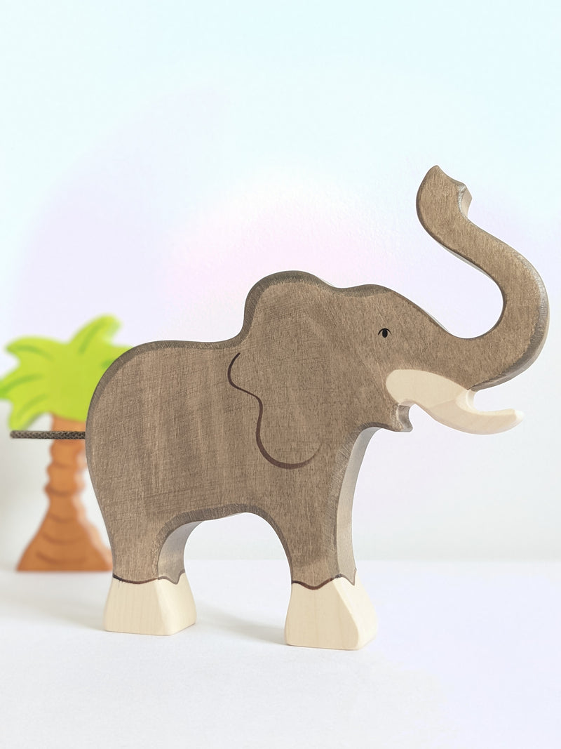 Holztiger Elephant Trunk Raised Wooden Animals Wildlife Animal 3yrs+