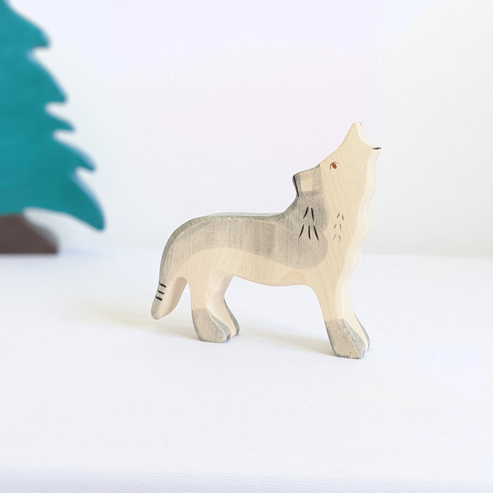 Holztiger Wolf Howling Wooden Woodland & Meadow Animal