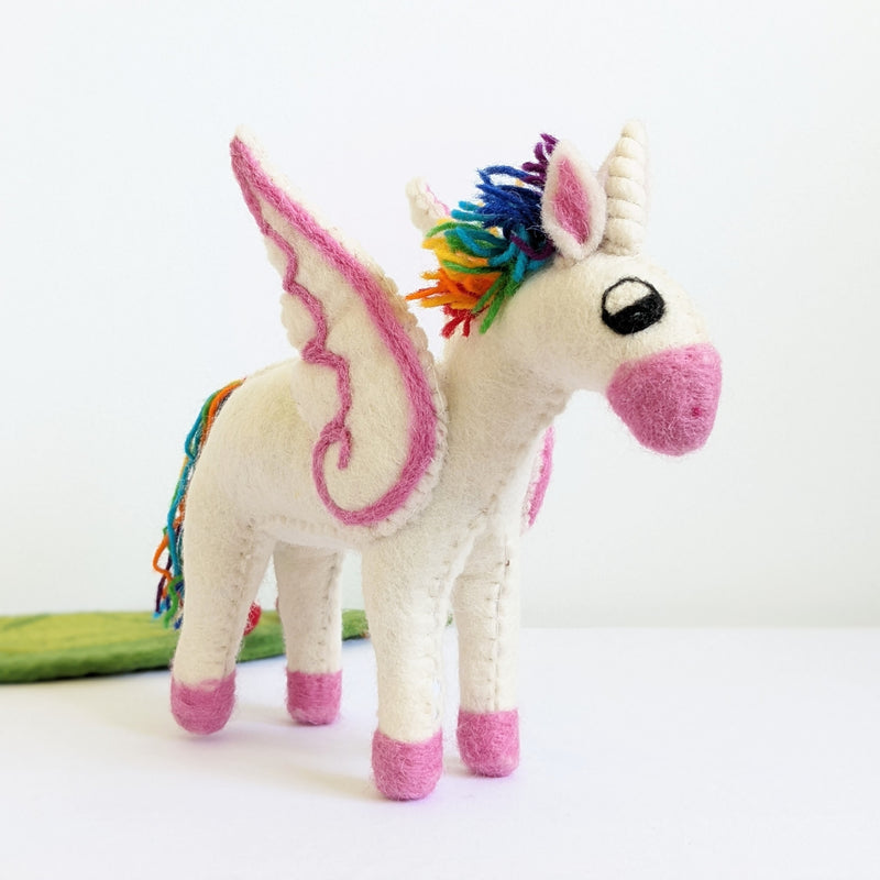 Papoose Felt Rainbow Pegasus Unicorn Baby Pretend & Imaginative Play Toys Unicorn Toys Fairy Unicorn and Castle Theme 3yrs+