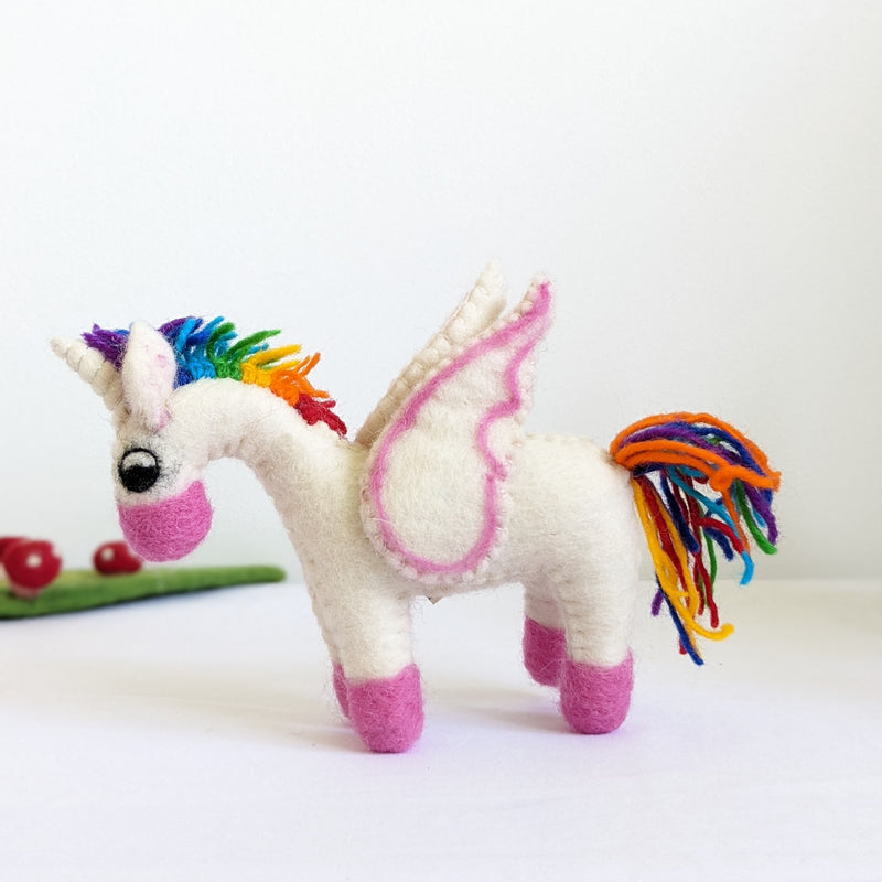 Papoose Felt Rainbow Pegasus Unicorn Baby Pretend & Imaginative Play Toys Unicorn Toys Fairy Unicorn and Castle Theme 3yrs+