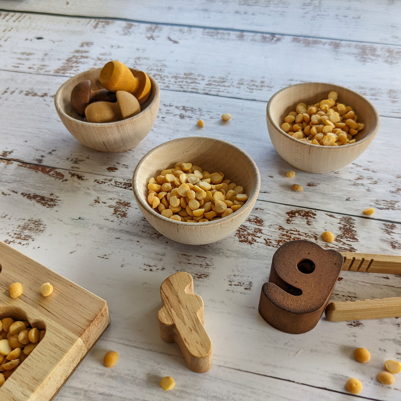 Sensory Wooden Bowls Set of 3 Nature Play Tools Sensory Toys