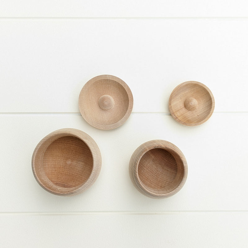 Wooden Bean Pot with Lid Set of 2 Sensory Toys Sensory Toys