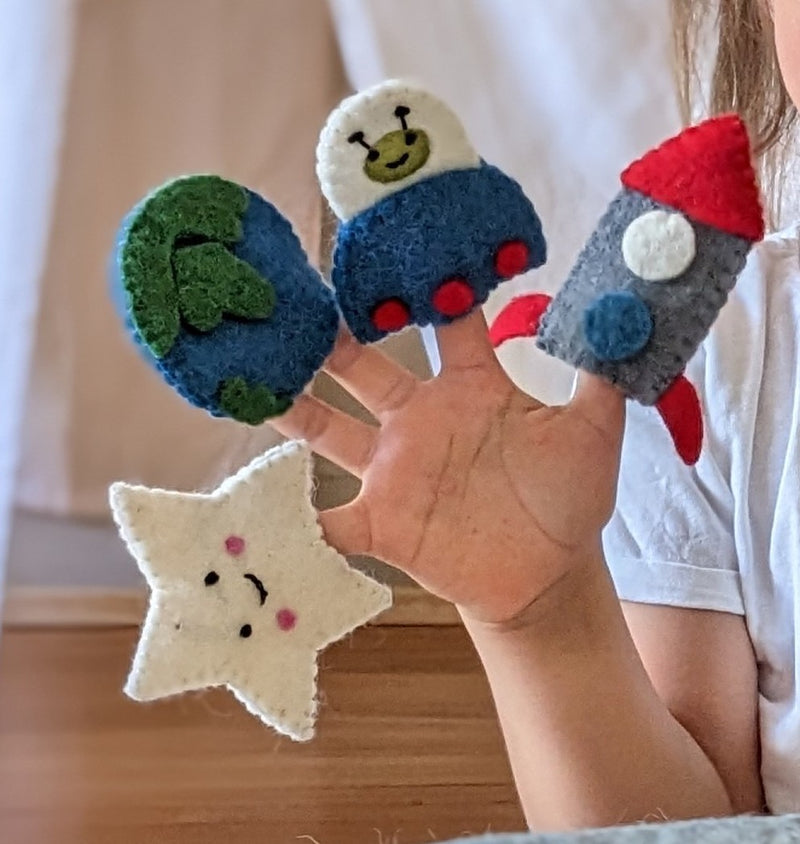 Pashom Felt Space Finger Puppet Set 4pc Pretend & Imaginative Play Toys 3yrs+