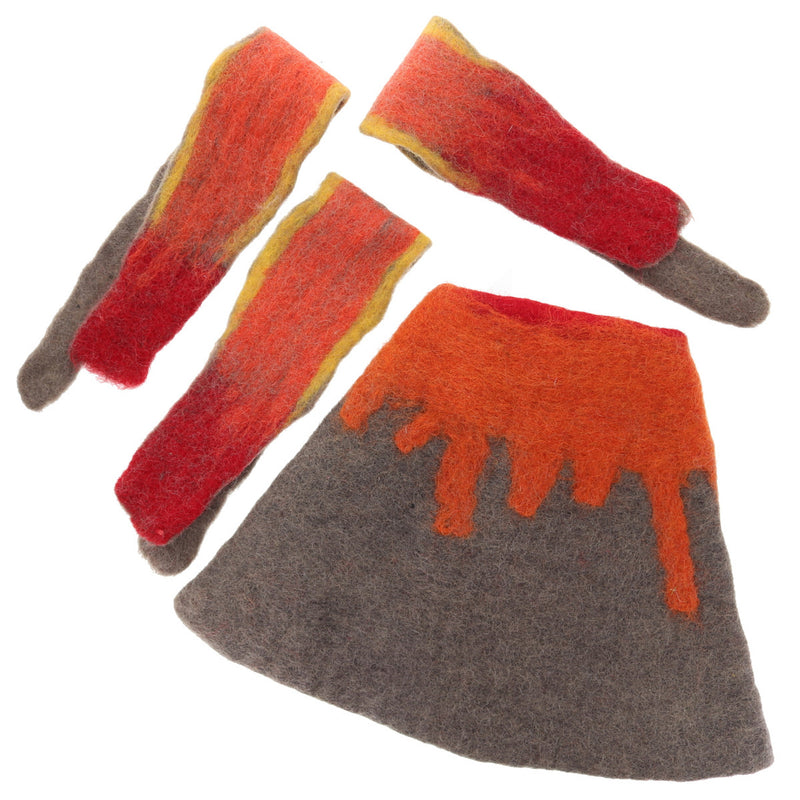 Papoose Felt Volcano with 3 Lava Streams Pretend & Imaginative Play Dinosaur Toys Dinosaur and Dragon Theme 3yrs+