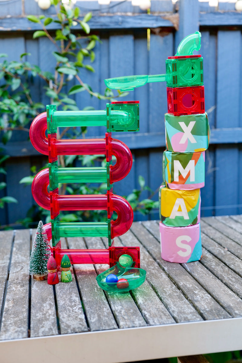 Learn and Grow Toys Magnetic Tiles Ball Run 84pc Pack Best Seller Marble Run Game 3yrs+