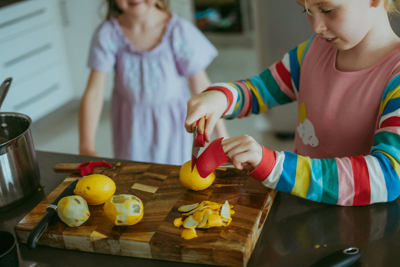 Opinel Le Petit Chef Knife and Peeler Finger Guard Complete Set Red Montessori Practical Life Materials Best Seller 7yrs+
