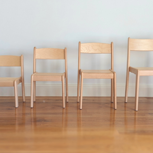 Early Years Stackable Beechwood Kids CHAIR 5 Heights Available 21cm to 38cm Kids Furniture Best Seller