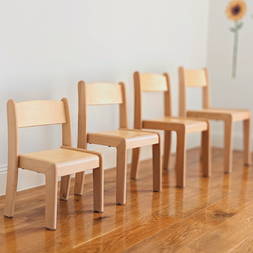Early Years Stackable Beechwood Kids CHAIR 5 Heights Available 21cm to 38cm Kids Furniture Best Seller