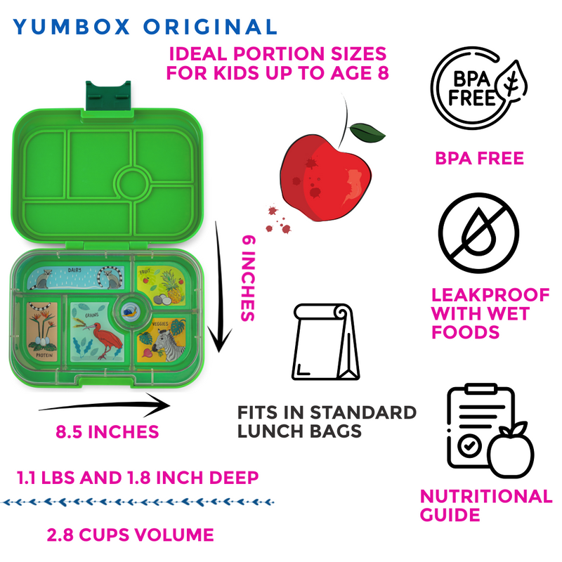 Yumbox Lunch Box Original 6 Compartment Bento Kids Lunch Box 3yrs+