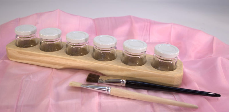 Sedulus Artisan Wooden Paint Jar Holder with Glass Jars Stationary Art and craft for kids 3yrs+