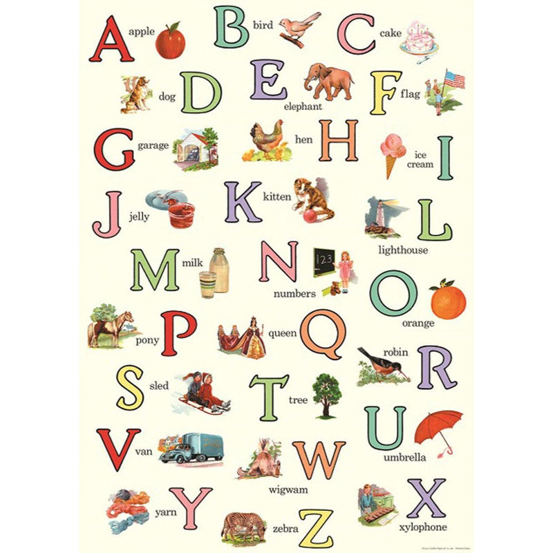 Playroom Poster - English ABC's by Cavallini Early Literacy Retired limited stock