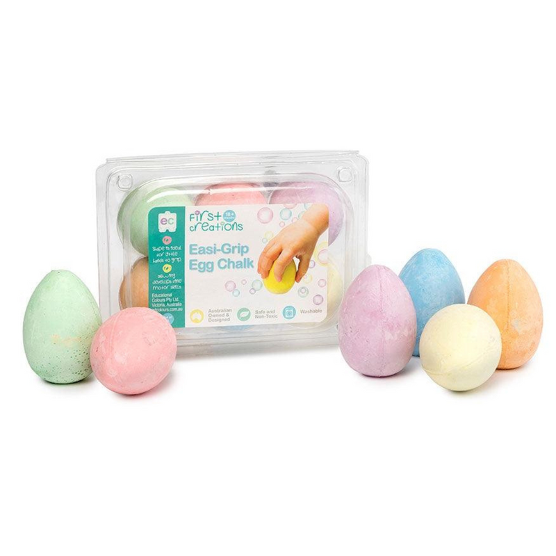 Easi-Grip Egg Chalk Set of 6 By First Creations Stationary Toddler Art and Craft Motor Skills Developmental Toys for Toddlers 18m+ Clearance