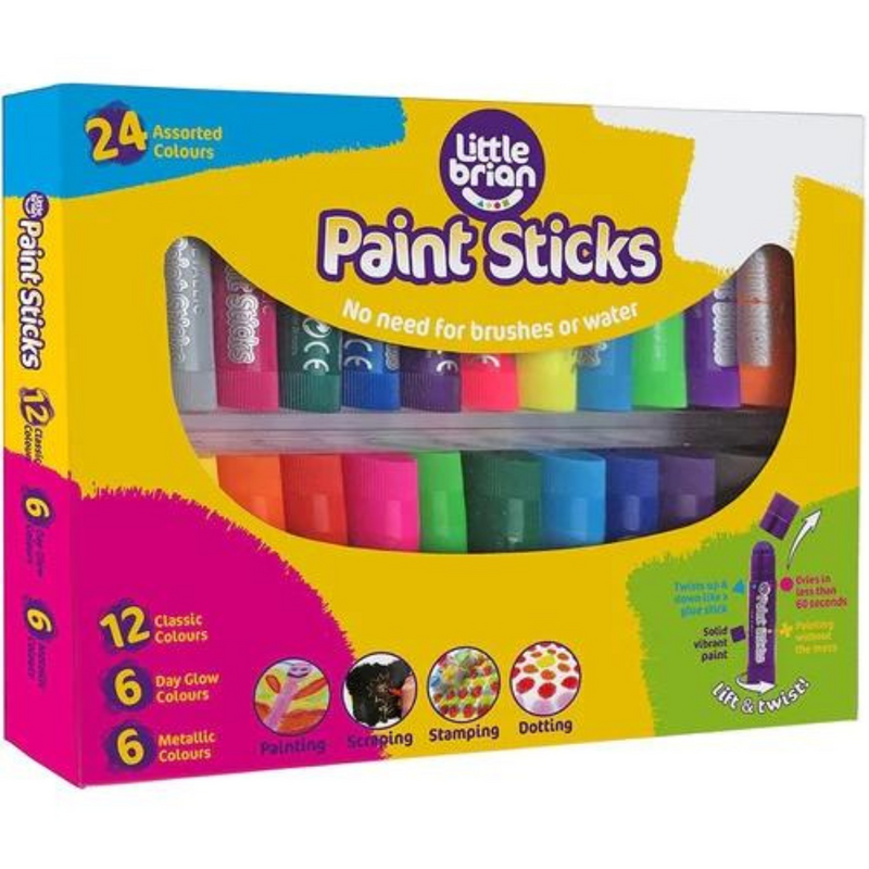 Little Brian Paint Sticks Assorted 24 Pack Art and craft for kids 3yrs+
