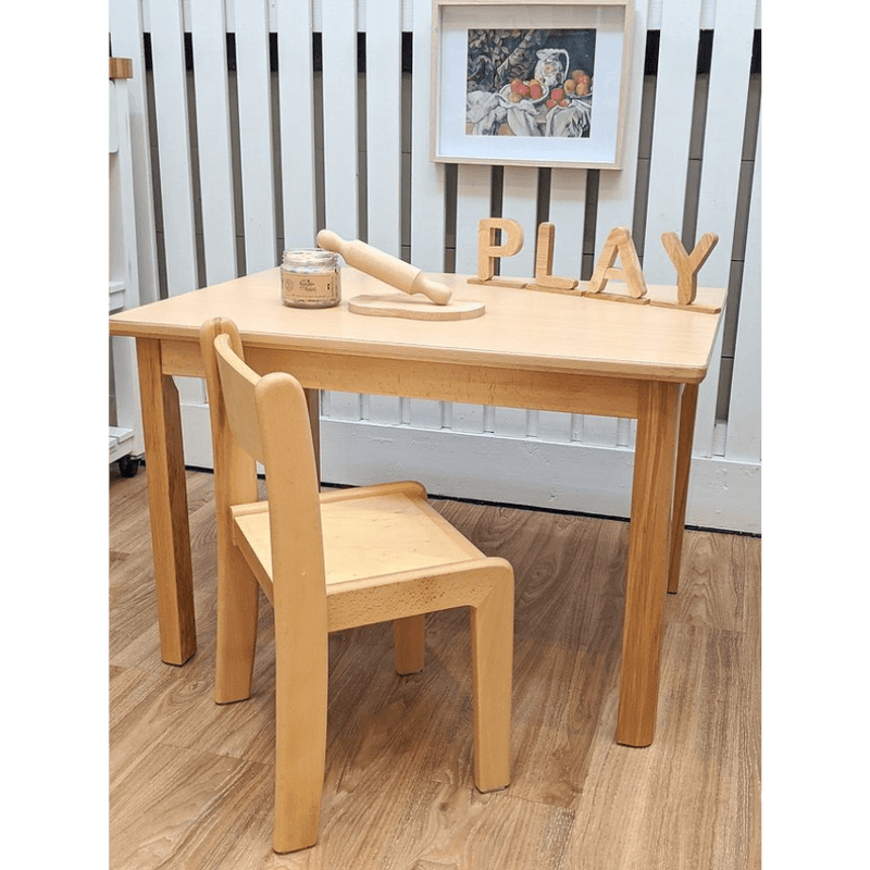 Montessori Furniture Preschooler TABLE SET (3 - 6 Yrs) Beechwood - Table 80(L) x 60(W) x 31(H)cm, Chair 31cm(H) - My Playroom 