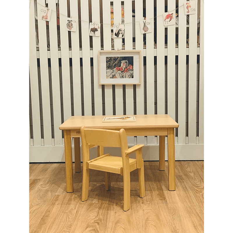 Montessori Furniture Toddler TABLE SET (12m - 3 Yrs) Armchair Beechwood - Table 80(L) x 60(W) x 46(H)cm, Chair 26cm(H) - My Playroom 