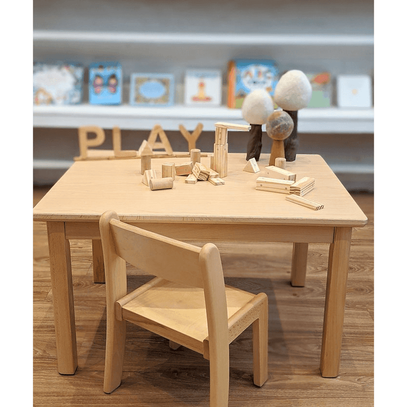 Montessori Furniture Toddler TABLE SET (12m - 3yrs) Beechwood - Table 80(L) x 60(W) x 46(H)cm, Chair 26cm(H) - My Playroom 