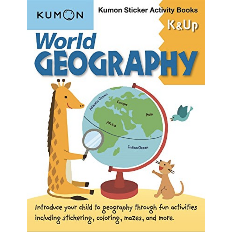 World Geography K & Up: Sticker Activity Book (Paperback) Kids Interactive Book by Kumon Publishing Stationary Art and craft for kids