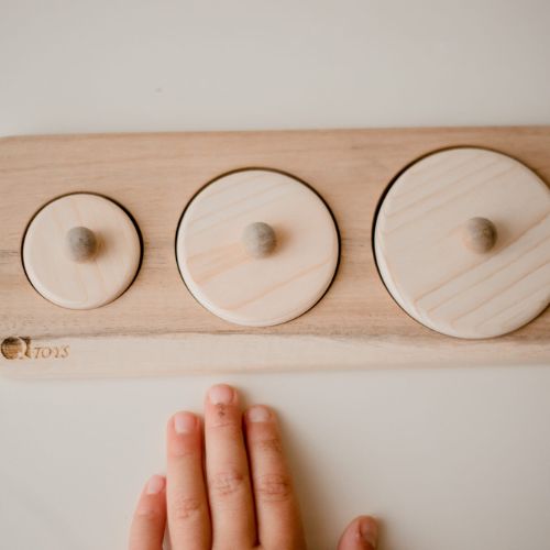 Qtoys 3 Circle Knob Puzzle Cognitive Developmental Toys for Toddlers 12m+