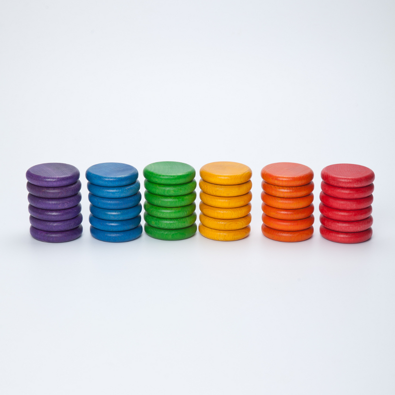 Grapat Coloured Rainbow Coins 6 Colours 36 Pieces Math Games for Kids 18m+