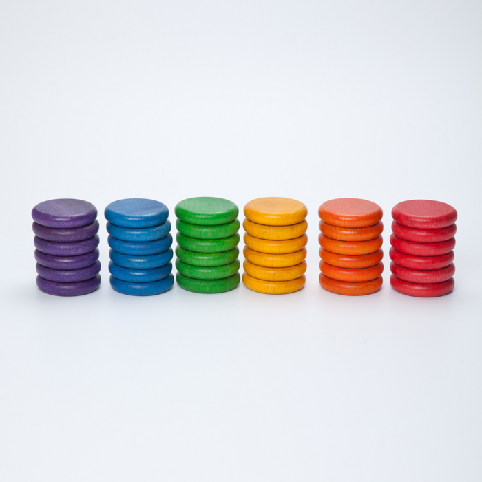 Grapat Coloured Rainbow Coins 6 Colours 36 Pieces 18m+