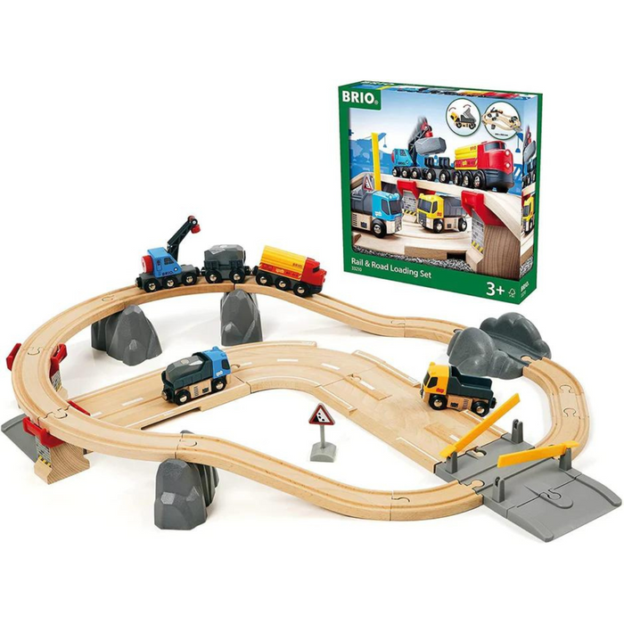 BRIO Rail & Road Loading 32pcs With Sound And Light Large Set 3yrs+