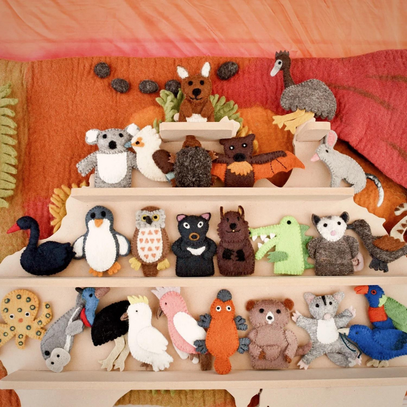 Tara Treasures Felt Australian Animals Finger Puppet Set of 25 Australian Felt Animals Pretend & Imaginative Play Toys 3yrs+