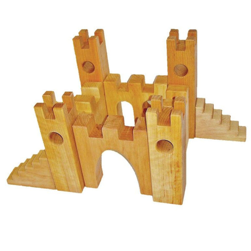 Bauspiel Knight’s Castle Set 10pcs Wooden Toys Fairy Unicorn and Castle, Dinosaur and Dragon Theme 3yrs+