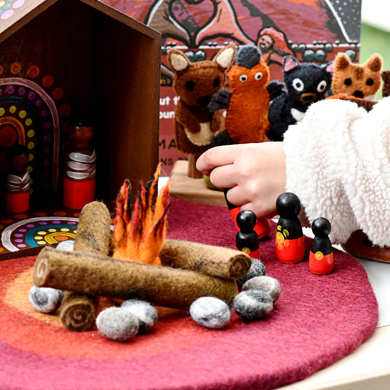 Barka Arts Aboriginal Flag Peg Doll Family Set of 6 First Nations Resources Best Seller 3yrs+