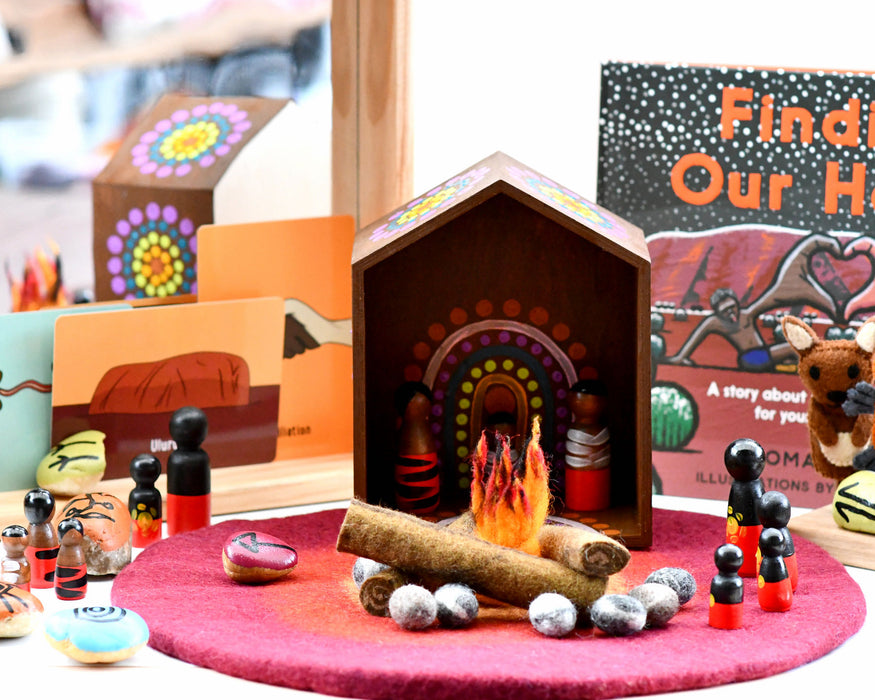 Barka Arts Aboriginal Flag Peg Doll Family Set of 6