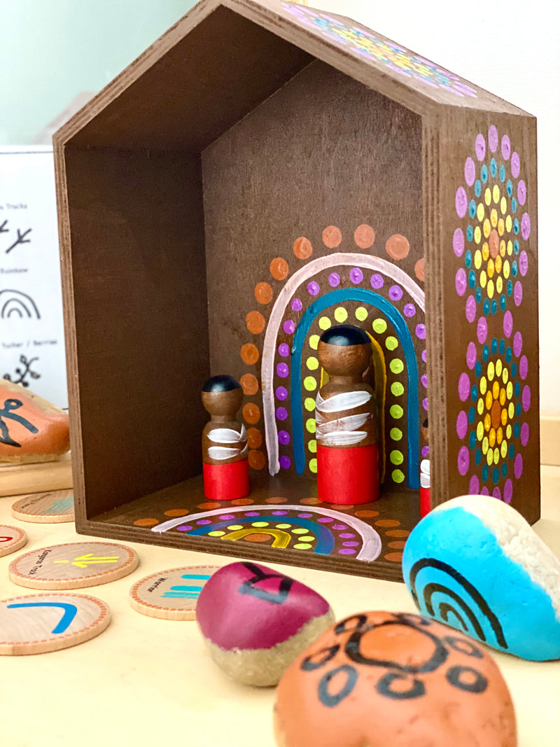Barka Arts Aboriginal Mini Doll House + Free Peg Dolls First Nations Resources Australian Best Seller 3yrs+