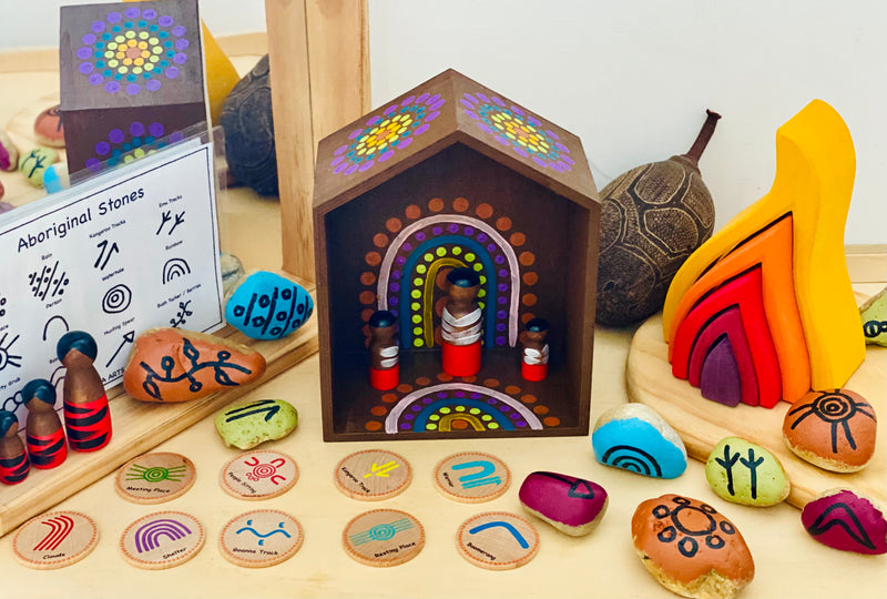 Barka Arts Aboriginal Mini Doll House + Free Peg Dolls First Nations Resources Australian Best Seller 3yrs+