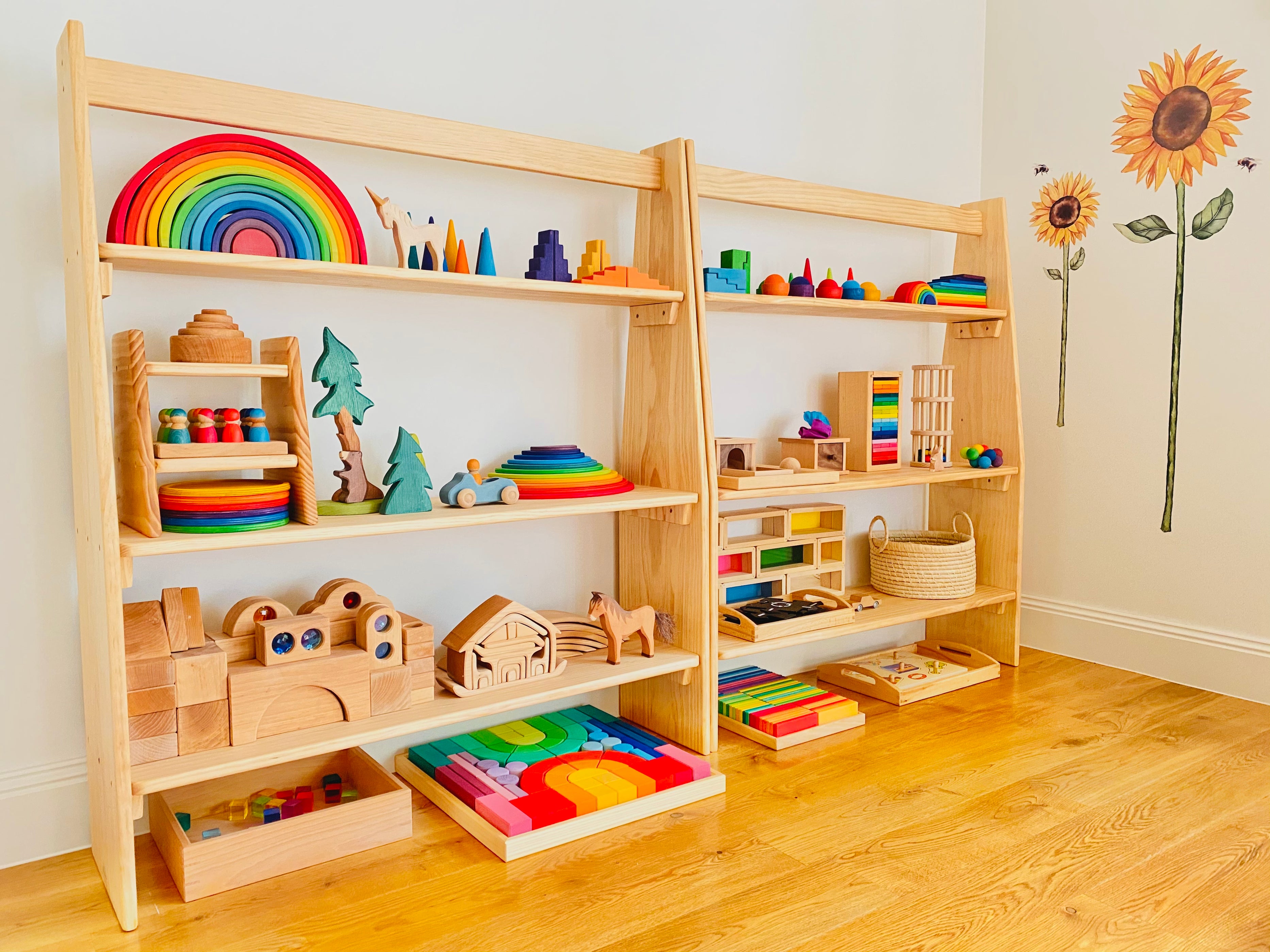 Wooden Playroom Shelving for Kids Solid Pine 3 Tier Australian Made to ...