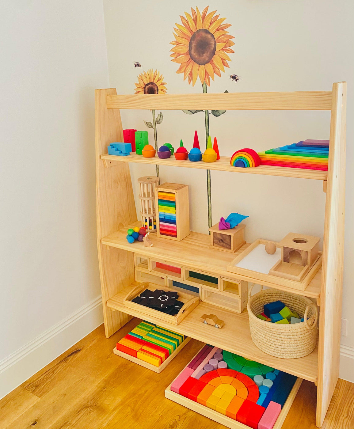 Wooden Playroom Shelving for Kids Solid Pine 3 Tier Australian Made su