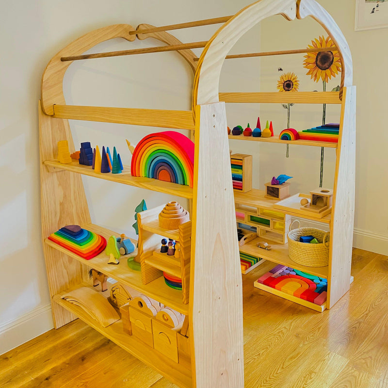 Wooden Playstands 3 Shelves with Arch Australian Made - My Playroom 