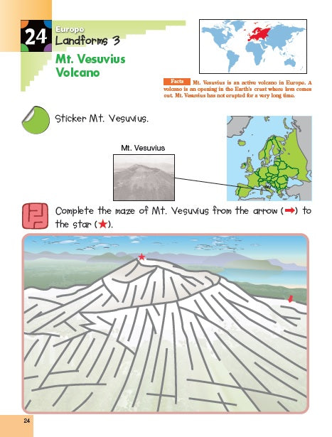 World Geography K & Up: Sticker Activity Book (Paperback) Kids Interactive Book by Kumon Publishing Stationary Art and craft for kids
