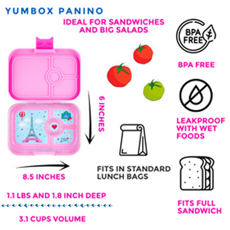 Yumbox Lunch Box Panino 4 Compartment Bento Kids Lunch Box 3yrs+