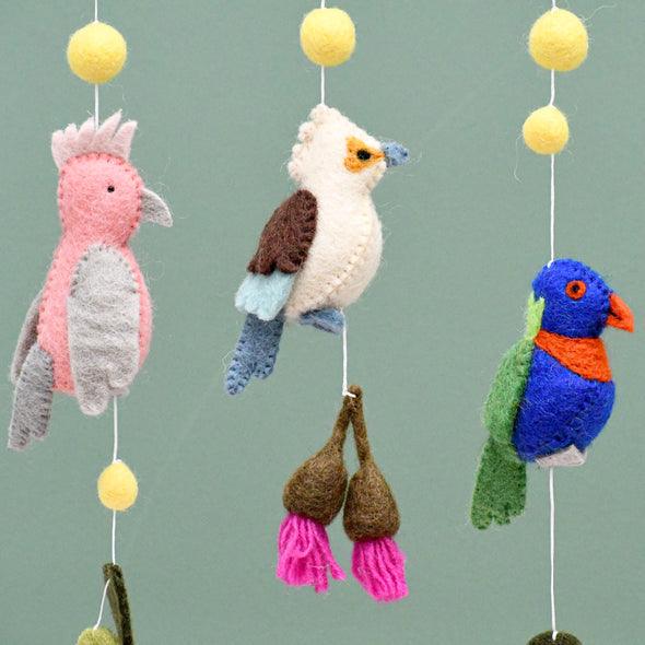 Tara Treasures Felt Nursery Cot Mobile Hanging - Australian Birds - My Playroom 