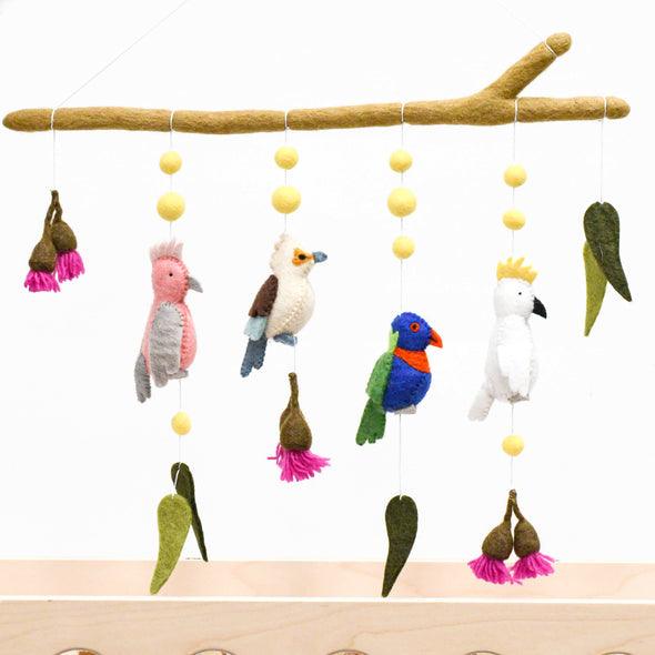 Tara Treasures Felt Nursery Cot Mobile Hanging - Australian Birds - My Playroom 