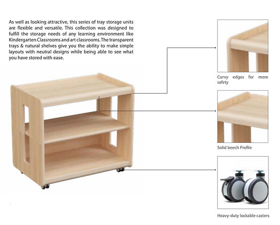 Montessori Shelf 3 tiers Solid Beechwood 103.5L x 45W x 87.7H cm - My Playroom 