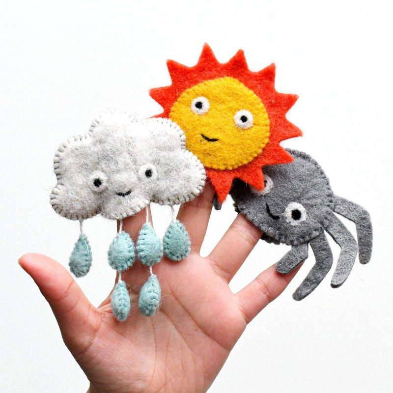 Tara Treasures Felt Itsy Bitsy Spider (Incy Wincy Spider) Finger Puppet Set of 3 - My Playroom 